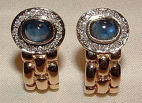 14K YG Sapphire Diamond Earrings Very 'Bulgari!'