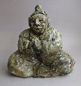 Buddha seated in prayer, Ceramic Sculpture