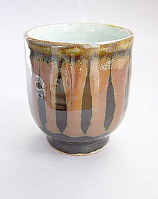 Mashiko Tea Cup, Yunomi, Kaki-Black Glaze, Hand-thrown