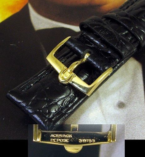 Vintage Omega Constellation Series 16mm Yellow Logo Buckle 18mm Strap