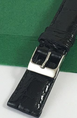 Genuine CROCODILE 20mm High Grade STRAP Padded Stitched Black Color