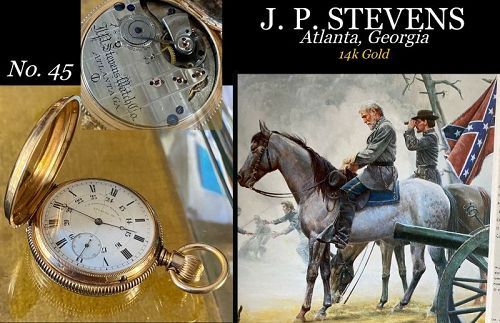 J.P. STEVENS WATCH Co., Atlanta, Geo. 14k GOLD 16 Size Hunting No. 45