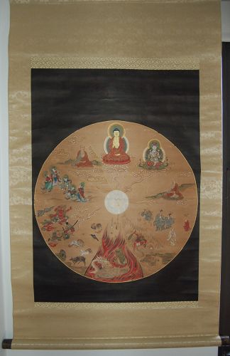 Scroll painting, chakra, jikkai-zu, ten worlds of rebirth, Japan