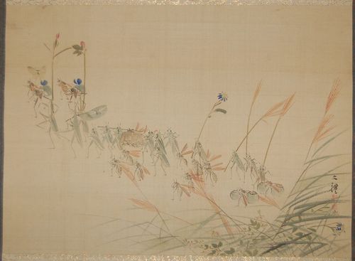 Scroll painting, mitate-e, insects in a daimyo procession, Japan