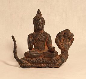 Khmer style Bronze Buddha on a Naga