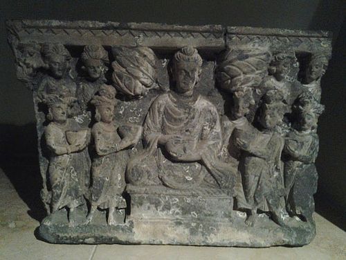 2nd-3rd C Gandharan Schist Buddhist Temple panel carving