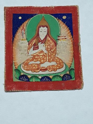 Antique Tsakli miniature Tangka on Cloth of a Monk