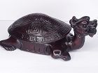 1980s Chinese hand carved Lidded Dragon wood table box