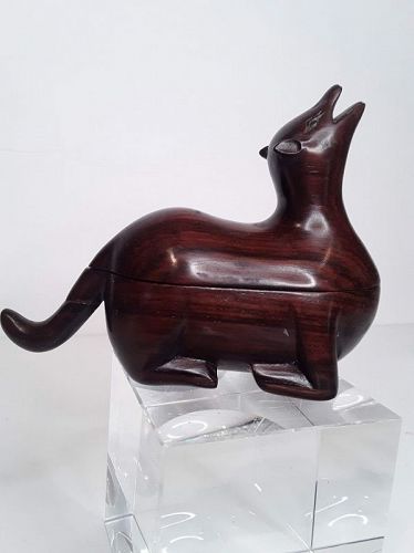 Vintage Chinese Rosewood Animal shaped lidded box