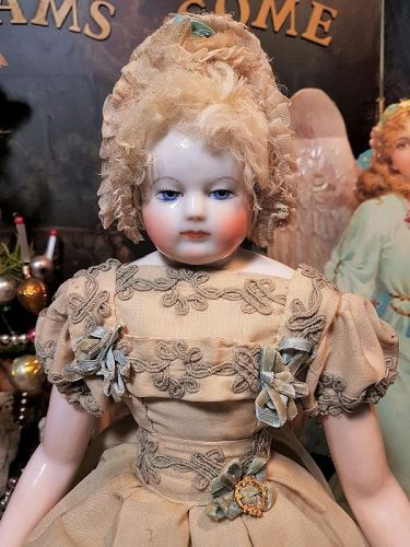Very Fine Adelaide Huret French Porcelain Poupee with Pretty Costume