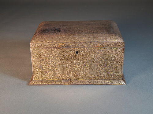Middle Eastern gold damascened steel box