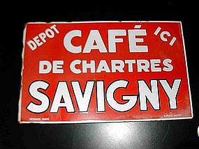 Vintage French Enamel Sign Cafe Chartres Double Sided