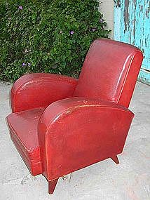 Vintage French Leather Club Chair - Red Deco Orphan