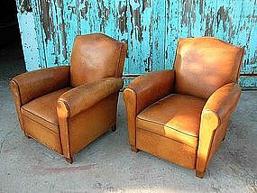 Vintage French Club Chairs - Angel Metz Pair