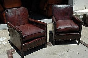 Vintage French Club Chairs - Giverny Nailhead Pair