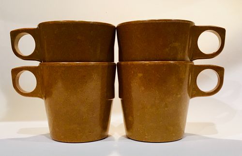 4 Vintage US Military Melamine Mess Hall Mug Halsey Coffee Melmac Cup