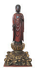 Incredible Japanese Antique Standing Red Lacquer Buddha
