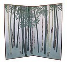 Japanese Pair of Screen Paintings of Bamboo Grove