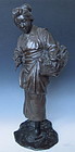 Japanese Bronze Figure of a Lady Selling Fish