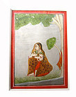 Antique Indian Miniature Painting of Woman under Tree