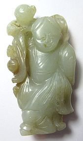 Antique Chinese Jade Carving of Man and Child
