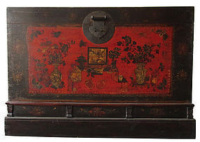 Antique Tibetan Lacquer Trunk