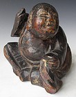 Japanese Edo Wood Lacquer Carving of Hotei