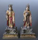 Pair of Antique Japanese Buddhist Attendants