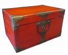 Japanese Antique Red Lacquer Trunk
