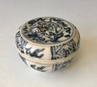 Antique Vietnamese Blue Ceramic Cosmetic Box