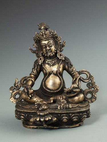 Antique Himalayan Gilt Bronze Kubera Diety