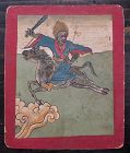 Tibetan Antique Tsakli Card with Painting of Heruka on Horseback