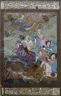 Indo-Persian Antique Miniature Painting of a Hunting Party