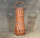 Antique Ikebana Bamboo Basket Tall Cyindrical Stylized Gourd