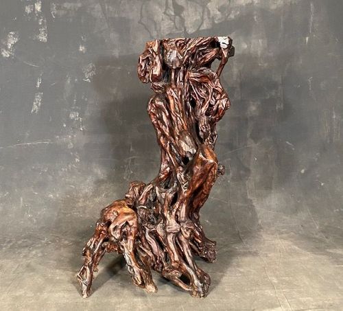 Antique Chinese Dramatic Stand Root Burl Wood