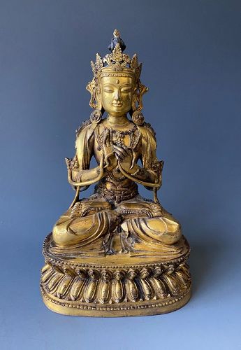 Tibetan Antique Gilt Bronze Avalokiteshvara Bodhisattva
