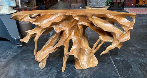 Contemporary Natural Root Wood Console Table