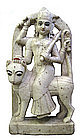 White Marble Indian Figure of Goddess Durga on Lion